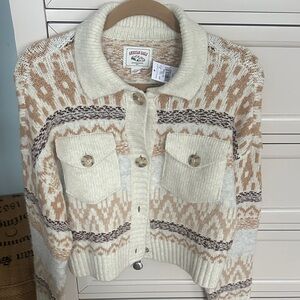 BNWT American Eagle Outfitters Cream and Tan Cardigan